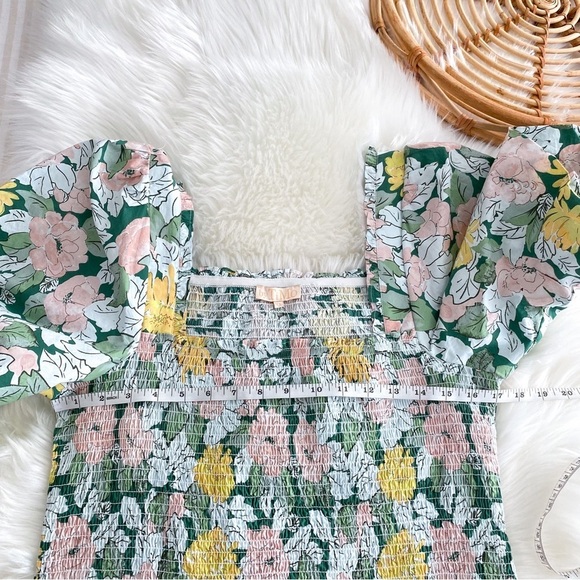 NEW ByTimo Festive Cotton Smocking Smocked Dress Dandelion Floral Puff Sleeves - Picture 13 of 14